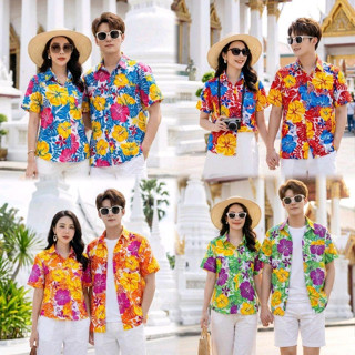 030เสื้อเชิ้ตลายดอก ผ้าคอตตอน100% สีไม่ตก ผ้าไม่หดทลายคมชัด …