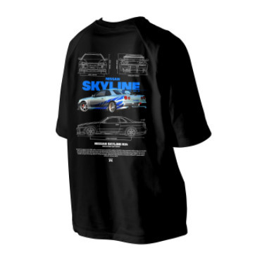 【เสื้อยืด】 เสื้อยืดคอกลมไมโครไฟเบอร์ ธีม Skyline R34 จากเรื่อง Fast and Furious S-5XL