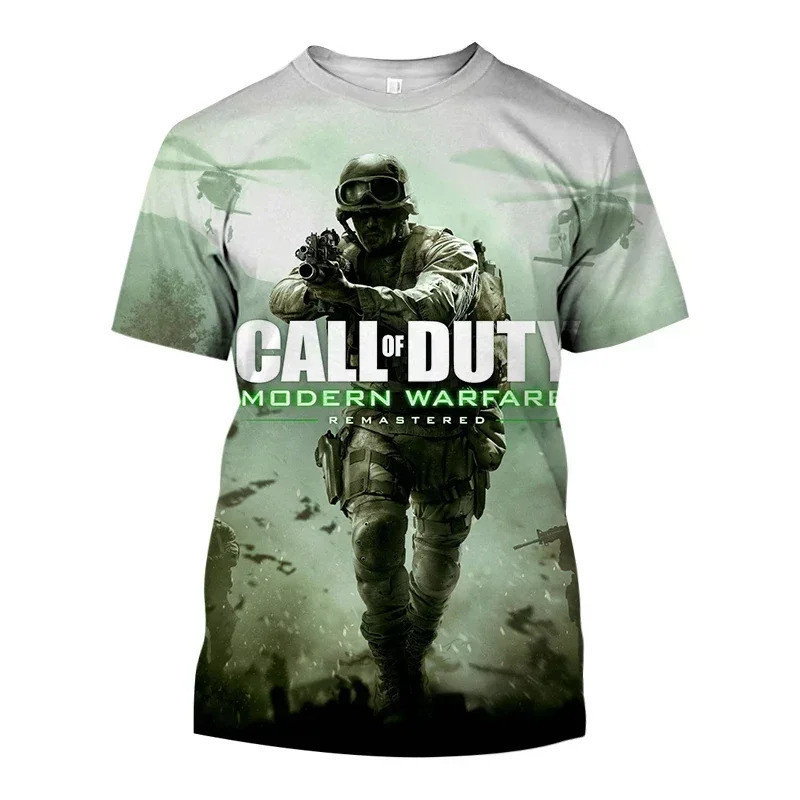 Call Of Duty FPS เกมยิง T เสื้อสําหรับชายแฟชั่นสบายๆลูกเรือคอ Retro แขนสั้นฤดูร้อน Hip Hop Harajuku 