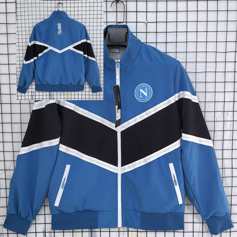 2025/26 SSC Napoli Soccer Jacket Mens Windbreaker Blue Windproof Football Jacket