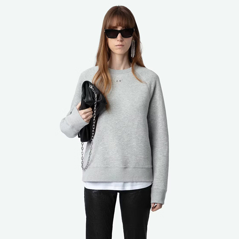 8ILX ZADIG&VOLTAIRE 24New winter French niche women's fleece sweatshirt with wing rhinestone sleeves