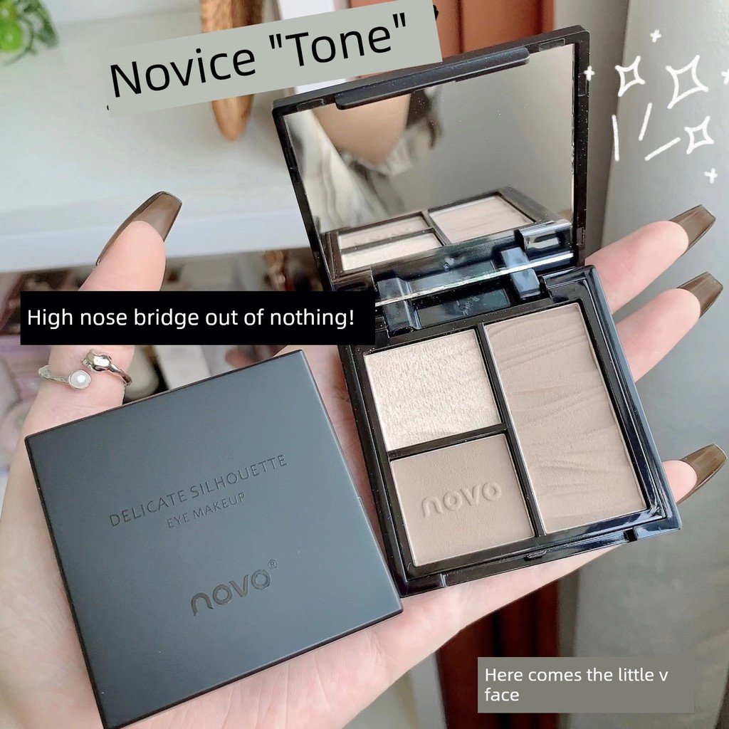 ไฮไลท์ คอนทัวร์ แต่งหน้า NOVO พาเลทคอนทัวร์สามสี ไฮไลท์ อายแชโดว์ รวมกัน All-in-One Palette Face Bri