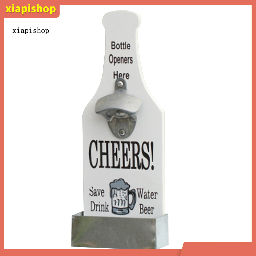 XPS ไม้แขวนที่เปิดขวด Vintage Cap Remover ร้านอาหาร Wall Plaque Decor