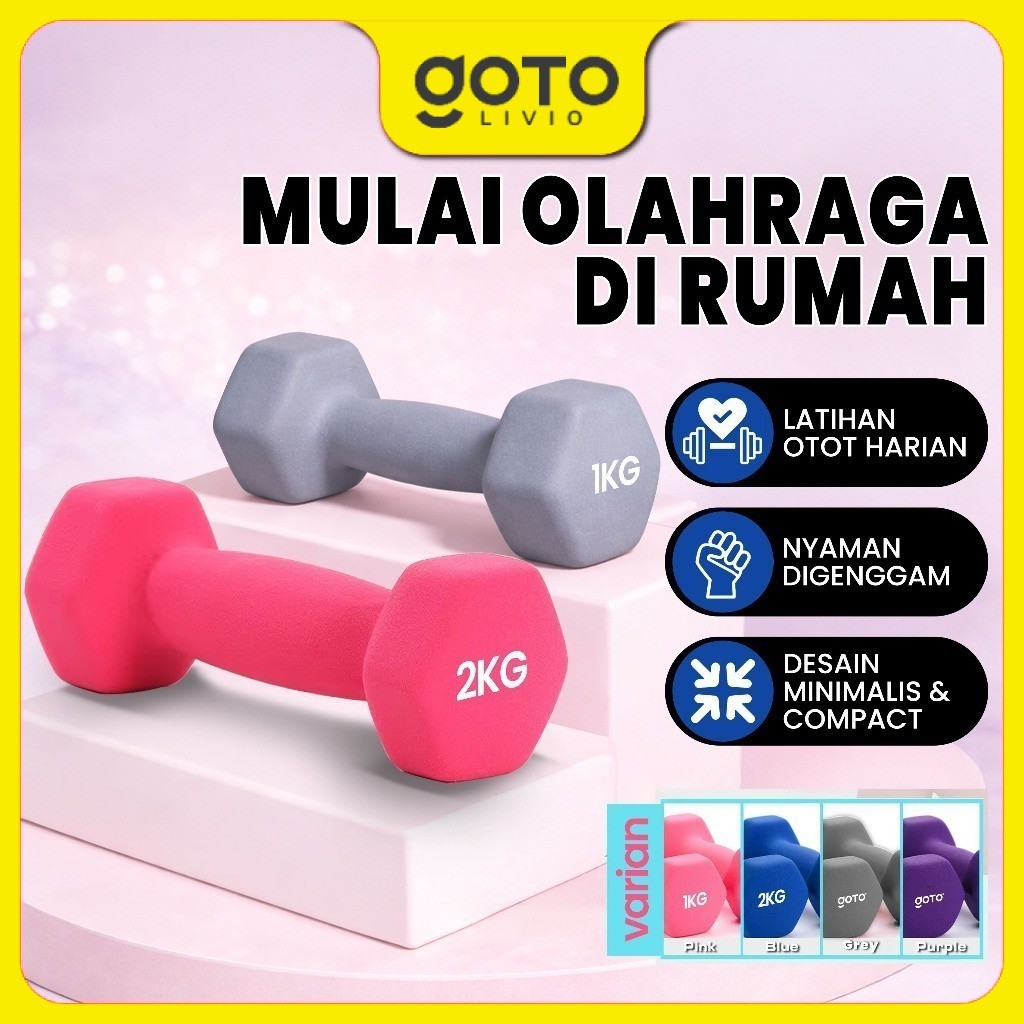 Goto Lovit Dumbell Gym Equipment Mini Fitness Sports Barbell Set 1kg 2kg Anti-Slip สบาย Strong