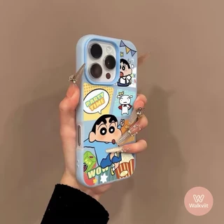 สำหรับ OPPO Reno 11 16F 5 5F 8T 15F 10 12 13F 12F 5z 6 6z 13 14 14F 13F 15 การ์ตูนตัวละครเครยอนชินจัง ใหม่ 2 ใน 1 ปกอ่อน