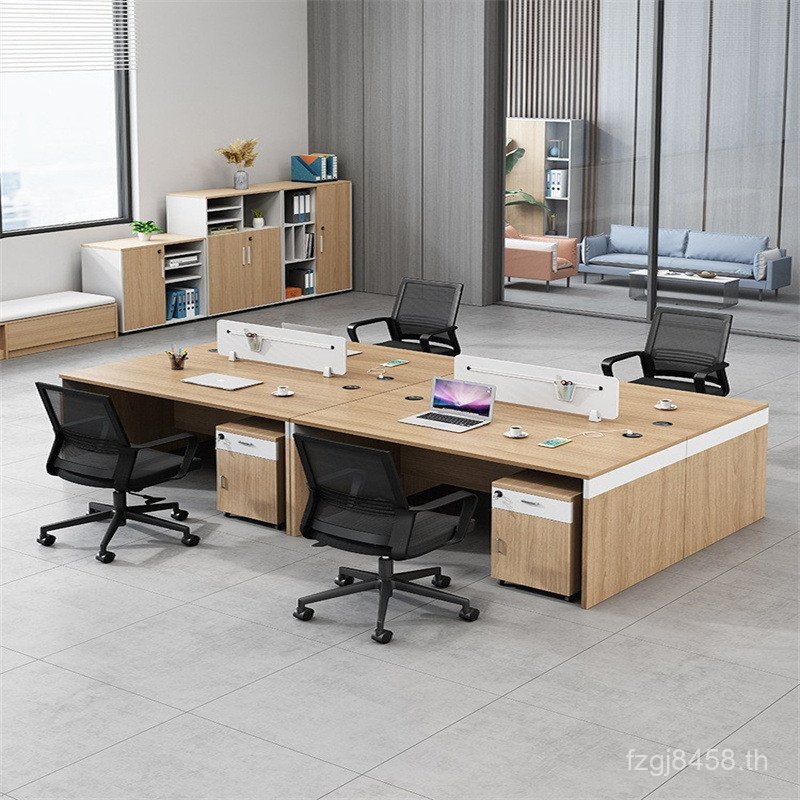 โต๊ะเก้าอี้รวมกัน Modern Two-Person Office Staff โต๊ะทํางานสํานักงานการเงิน Simple Four-Person Face-