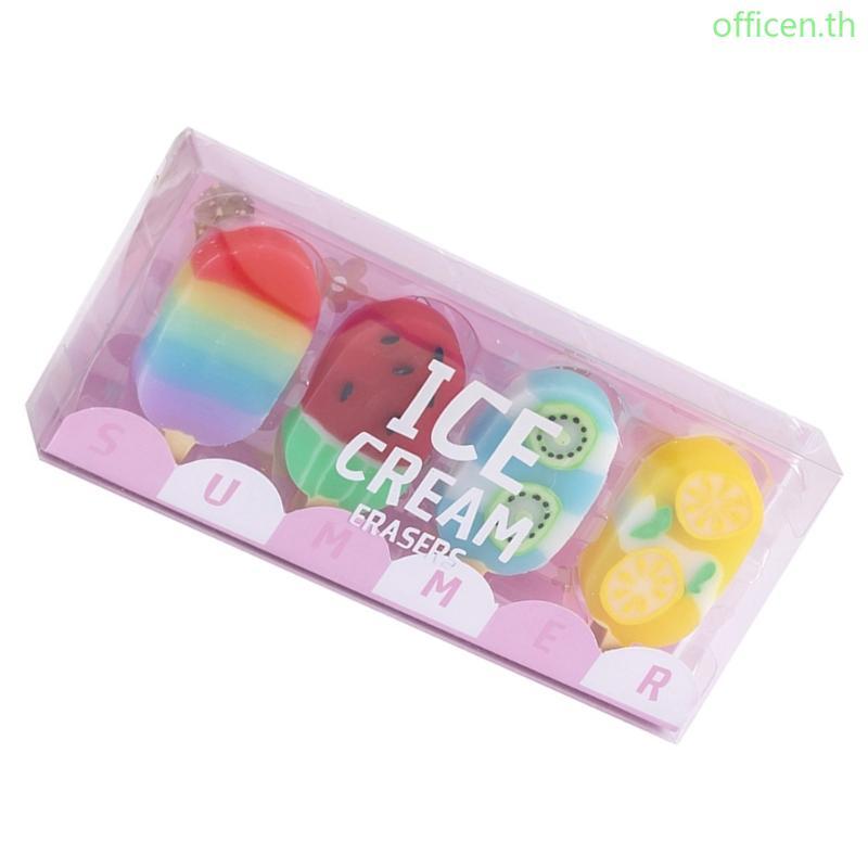 Cen 4PCS Ice Cream Erasers สีสัน Ice-Lolly Erasers Easy Erasing สําหรับเด็กนักเรียน