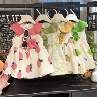 พร้อมส่ง🌠 ชุดเดรสเด็กผู้หญิง คอบัวโบว์น่ารัก ผ้าใส่สบาย🌠