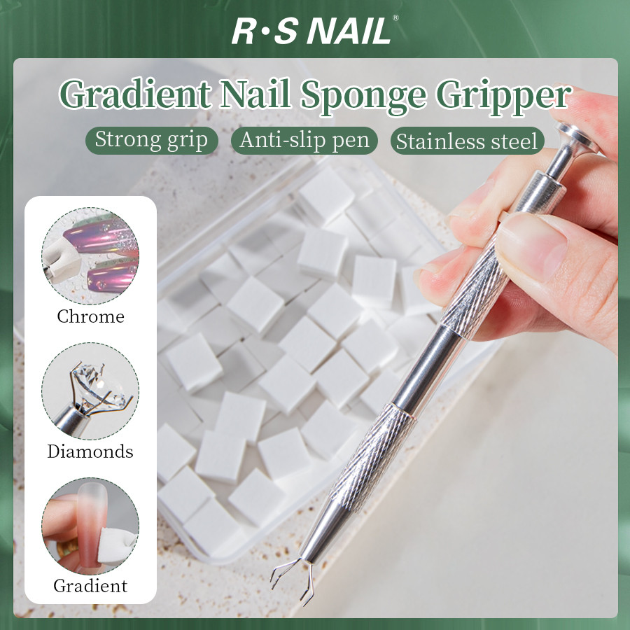 ฟองน้ํานุ่ม Grabbing Pen, ฟองน้ําเพ้นท์เล็บพร้อมปากกา Grabbing สําหรับ Ombre & Gradient, ถูผงโครเมี่ยม, เครื่องมือทําเล็บ Grabbing มืออาชีพสําหรับบ้านและร้านใช้