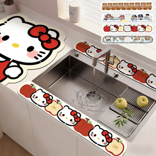 การ์ตูนลูกแมวรูปแบบท่อระบายน้ําเสื่อก๊อกน้ําห้องครัวแผ่นยาวก…