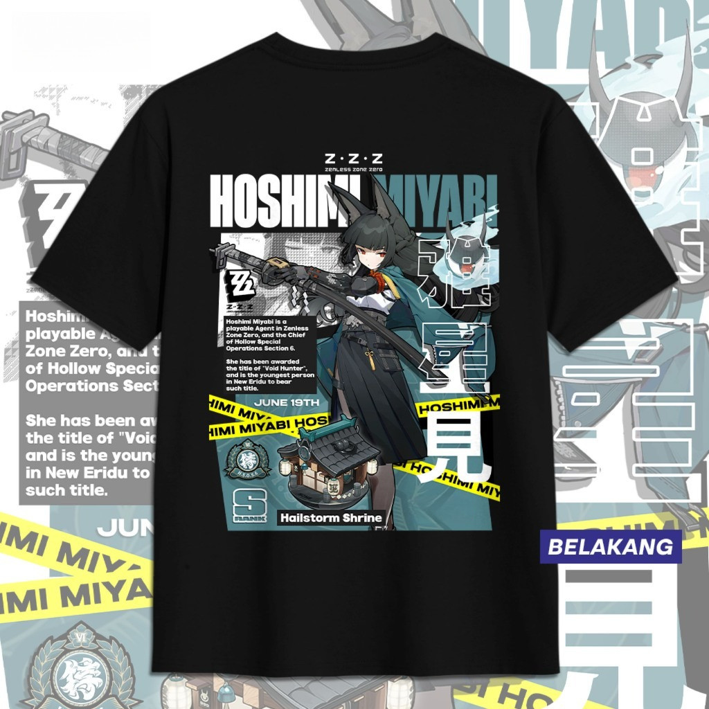 MIYABI ZZZ HOSHIMI MIYABI ZENLESS ZONE ZERO DB Unisex Distro อะนิเมะเสื้อยืดสําหรับผู้ชายและผู้หญิง
