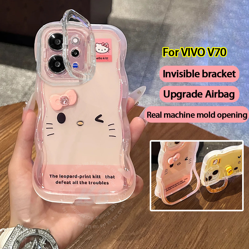 เคส Vivo V70 Case เคสน่ารักลายแมวใส กันกระแทก เคสเจล ตุ๊กตา DIY พร้อมที่วางโทรศัพท์ สำหรับเด็กผู้หญิง นักเรียน