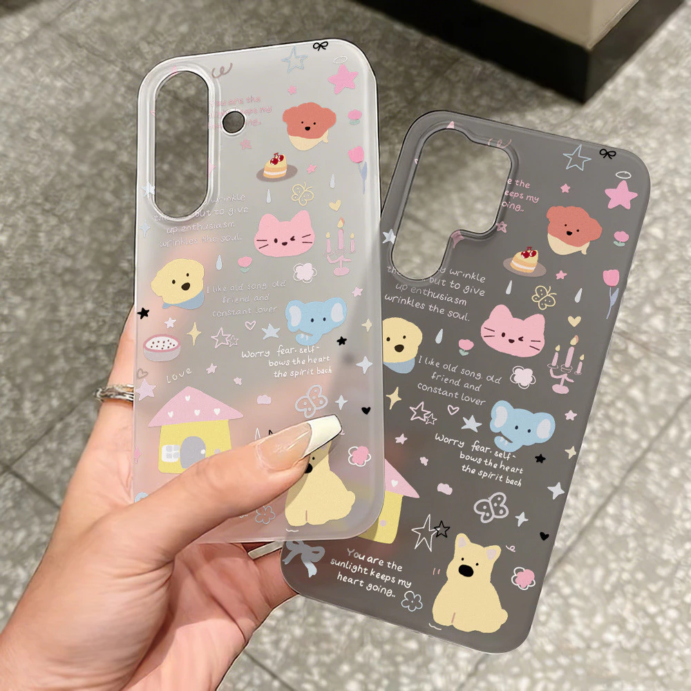 ลูกสุนัขน่ารัก เคสโทรศัพท์ For Samsung A27 A37 A57 S26 UItra A07 A17 A16 A06 A15 A35 A36 A55 A56 โปร่งใสแบบฝ้า เคส