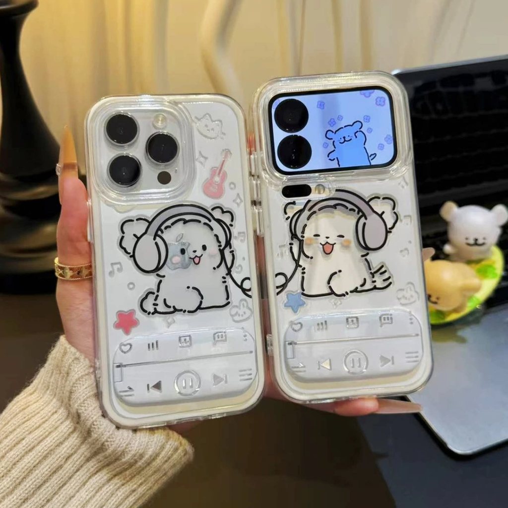 ชุดหูฟังคู่เพลงลูกแมวลูกสุนัขเหมาะสําหรับiPhone17promaxเคสโทรศัพท์Apple 16e Huawei nova15mate80 Xiao