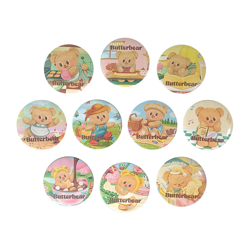 Mirror Butterbear กระจกหมีเนย แบบพกพาทรงกลม กว้าง 7 ซม. ลายการ์ตูนลิขสิทธิ์ วัสดุพลาสติก