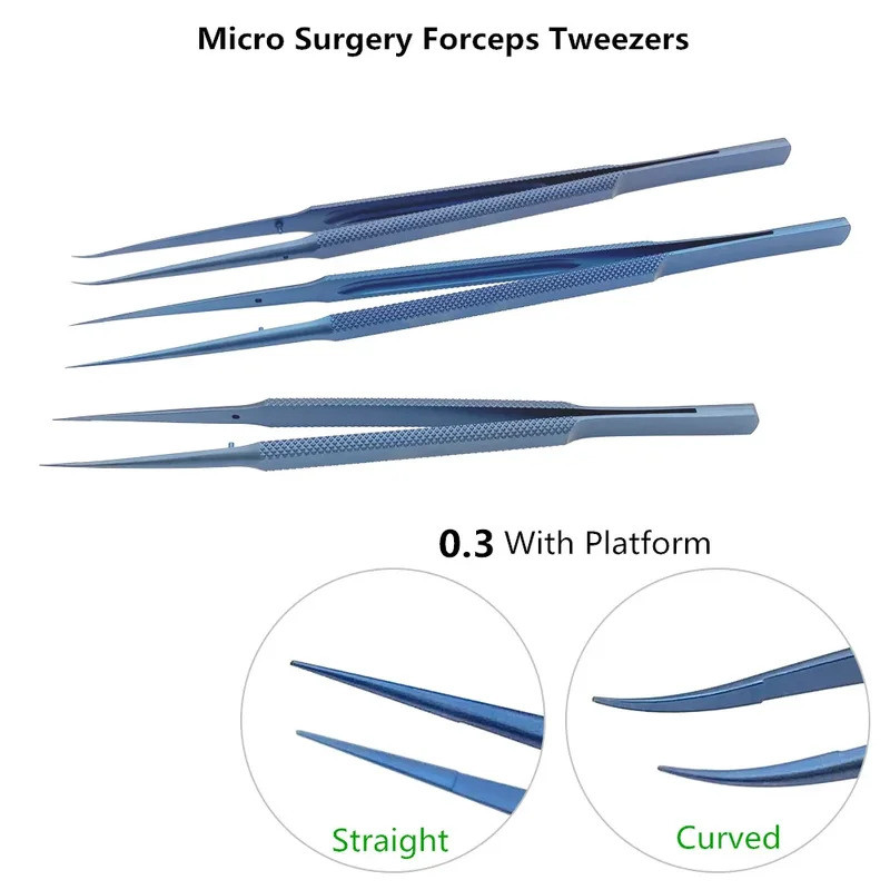 QSWTITAN Ophthalmic Forceps พร้อมแพลตฟอร์ม Microsurgical แหนบ Double Eyelid พลาสติกคีม Ophthalmic Mi