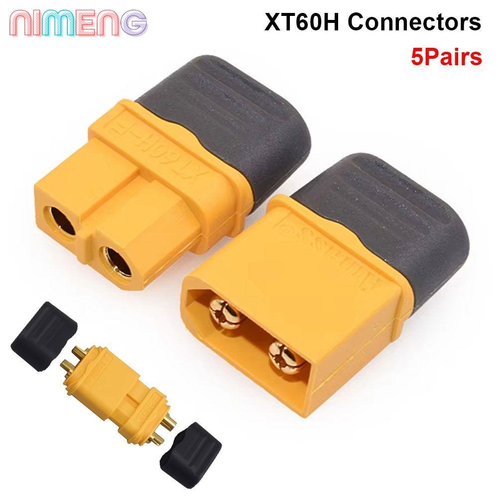 NIMENG 5 คู่ตัวเชื่อมต่อปลั๊ก,ทองแดงพร้อม Sheath Housing XT60H Connectors,ไนลอนชายหญิงสายไฟสําหรับแบตเตอรี่ลิเธียมRC Planesรถ