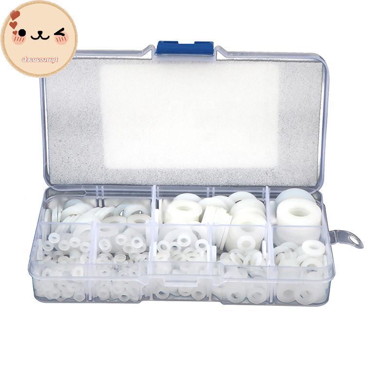 Chee 500 ชิ้น/กล่อง M2 M2.5 M3 M4 M5 M6 M8 M10 พลาสติกสีขาวเครื่องซักผ้าไนลอนแบน Spacer เครื่องซักผ้