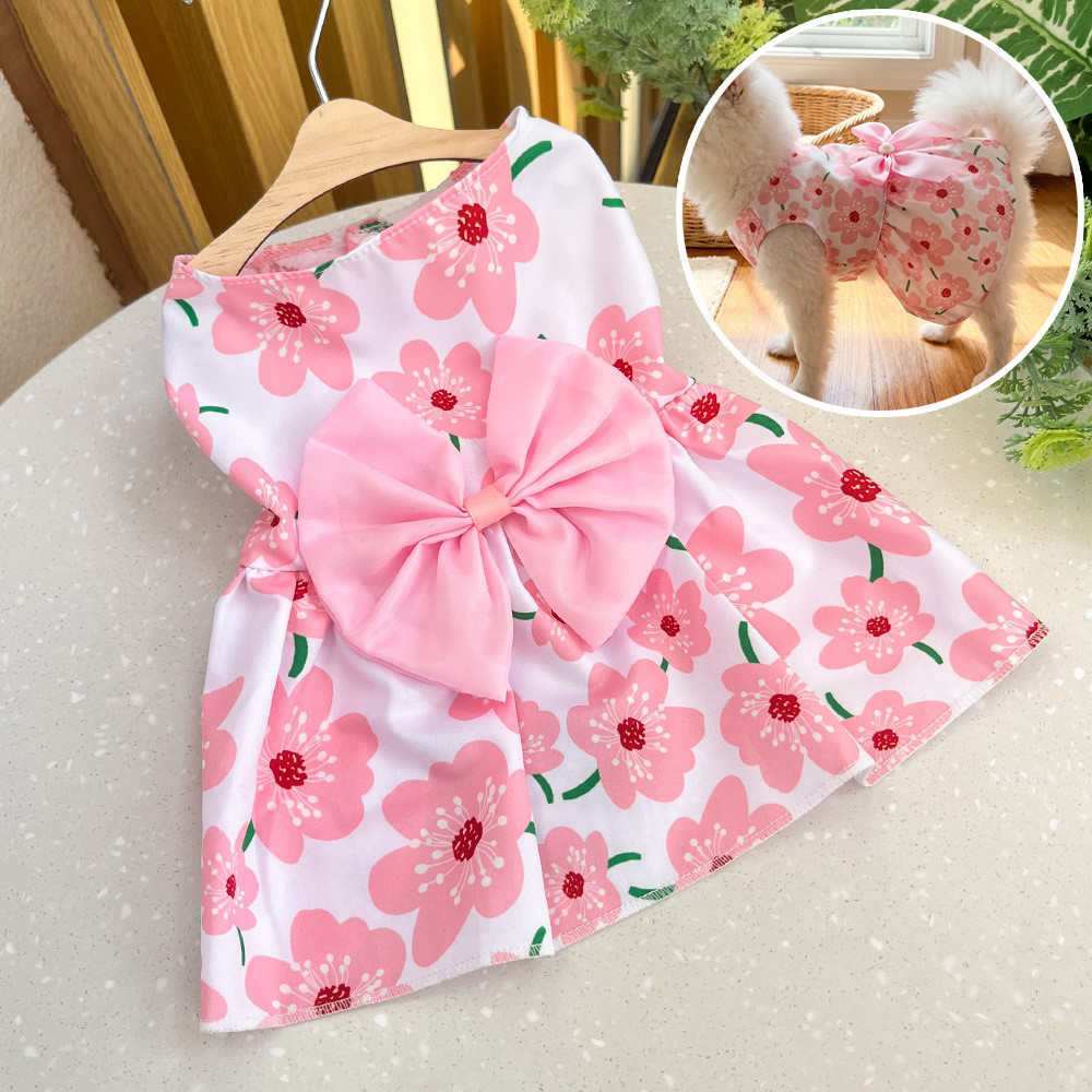 Bowknot Pet Skirt Dog Cat ชุดเดรสแขนกุด DIY น่ารักหวาน XS-XXL Soft เครื่องแต่งกาย