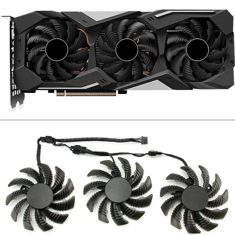ใหม่ 3PCS 75MM 4PIN T128010SU PLD08010S12HH RTX 2060 พัดลม GPU สําหรับ Gigabyte GeForce GTX 1660 SUP