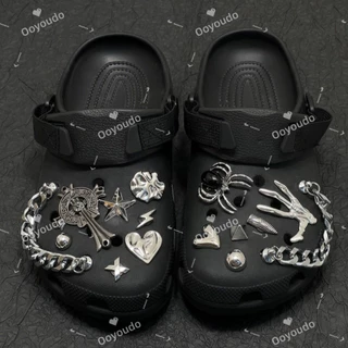 Punk Gothic รองเท้าโลหะ Charms - 3D Punk Minimalist Clog รองเท้าแตะอุปกรณ์เสริม INS