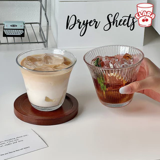 แก้วกระจกรูปทรงกรวย 2 แบบ (ลายริ้ว/ใส) 260ml | แก้วกาแฟเย็น อเมริกาโน่ วิสกี้ | สไตล์อินสตา ปลอดสารตะกั่ว