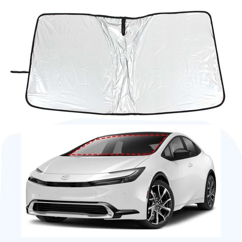 รถหน่วยความจําแหวนเหล็ก Sun Shade ด้านหน้าม่านบังแดดรถยนต์สําหรับ Toyota Prius XW60 2022-2024 Auto อ