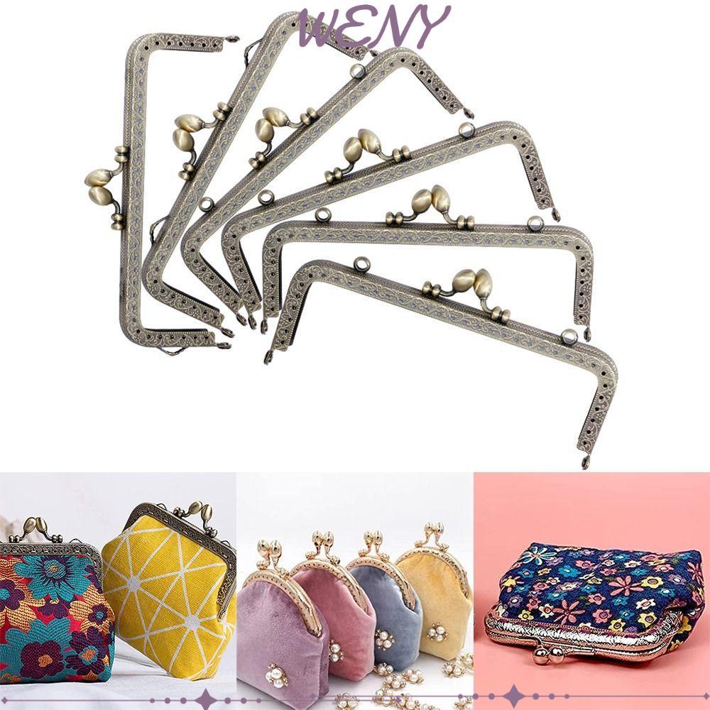 WENY Purse Frame Kiss Clasp Metal Vintage Pattern Bag Frame Buckle DIY Craft Bag Making Purse Frame