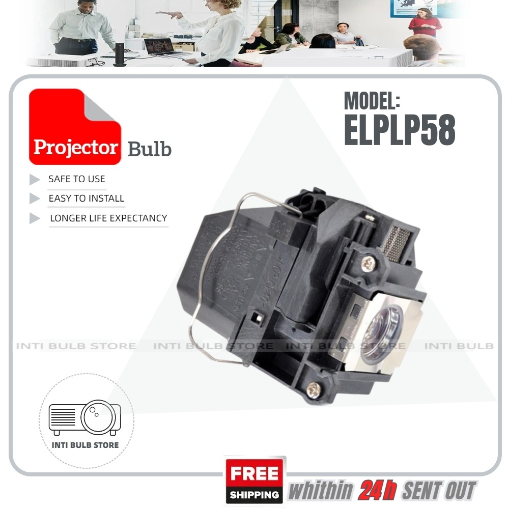V13H010L58 โปรเจคเตอร์หลอดไฟ ELPLP58 Epson โปรเจคเตอร์ EX7200 EB-X10 EB-X9 EB-X92 EB-S9 EB-S92 EB-S1