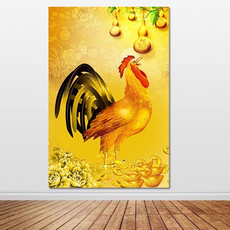 Golden Rooster ภาพวาดตกแต่ง Golden Rooster ประกาศสติกเกอร์ Rooster Town House Golden Rooster Fortune