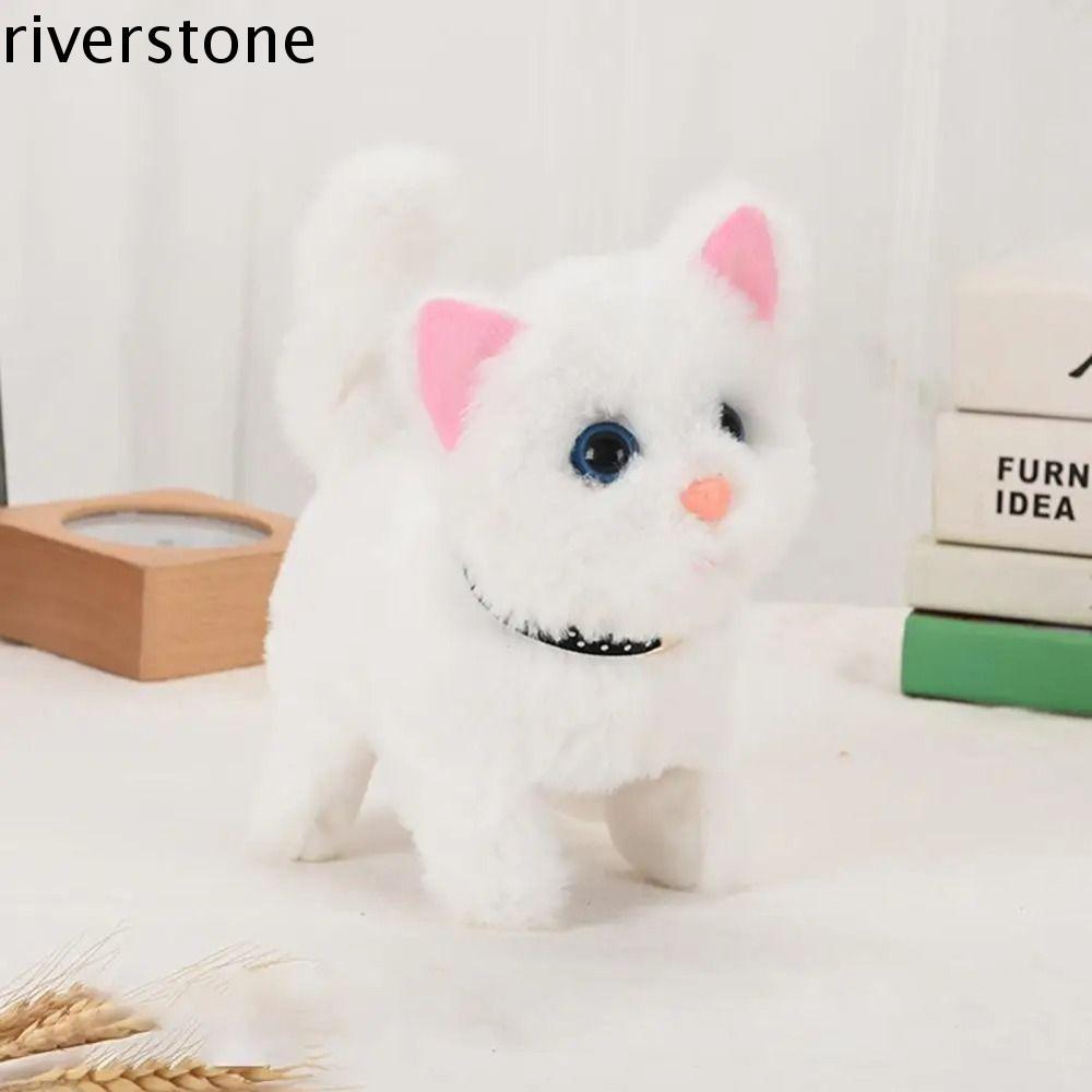 Riverstone สัตว์เลี้ยงอิเล็กทรอนิกส์น่ารัก, Interactive Soft Voice Control หุ่นยนต์แมว,น่ารักตุ๊กตายัดไส้การ์ตูน Voice Meow ของเล่นแมวเด็ก