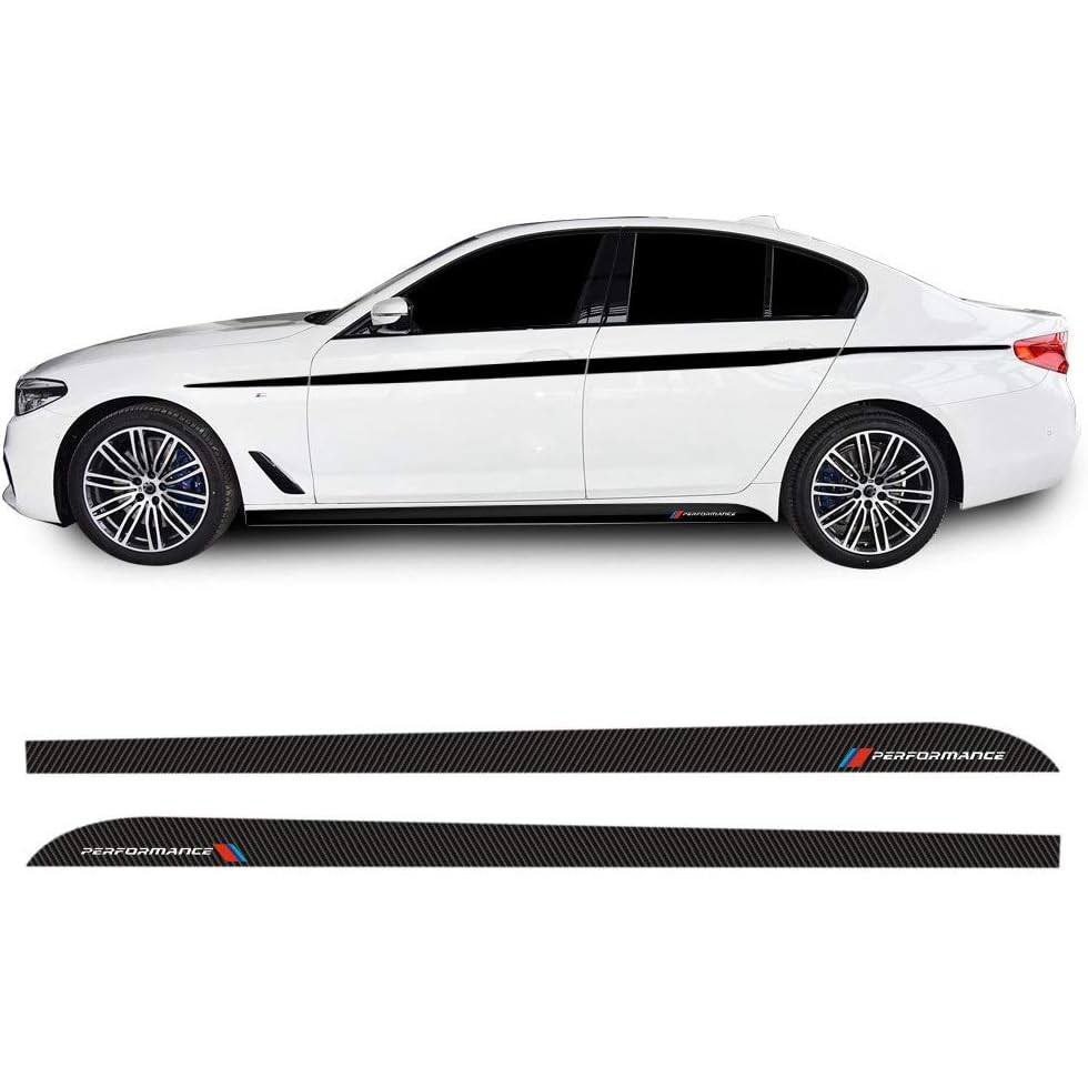2 ชิ้น Glossy 5d คาร์บอน Fibre ไวนิลประสิทธิภาพด้านข้างกระโปรง Racing Stripes Decal สติกเกอร์สําหรับ