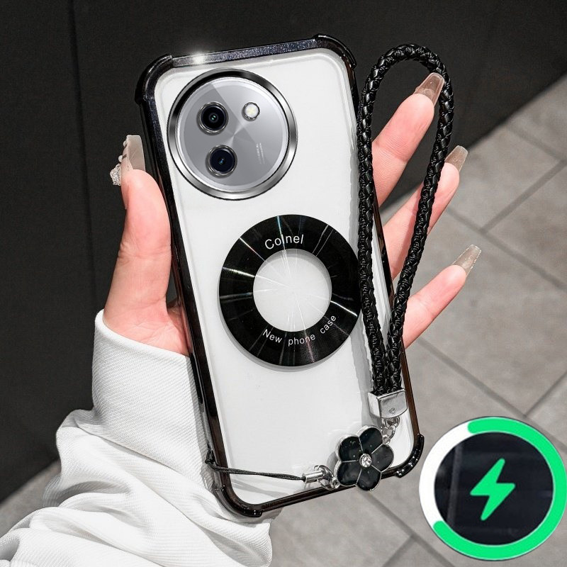 เหมาะสําหรับ Vivo Y200i Y38 5G Y18 5G เคสโทรศัพท์เปลือกนิ่มโปร่งใสพร้อมสายคล้องมือเรียบง่ายและกันกระ