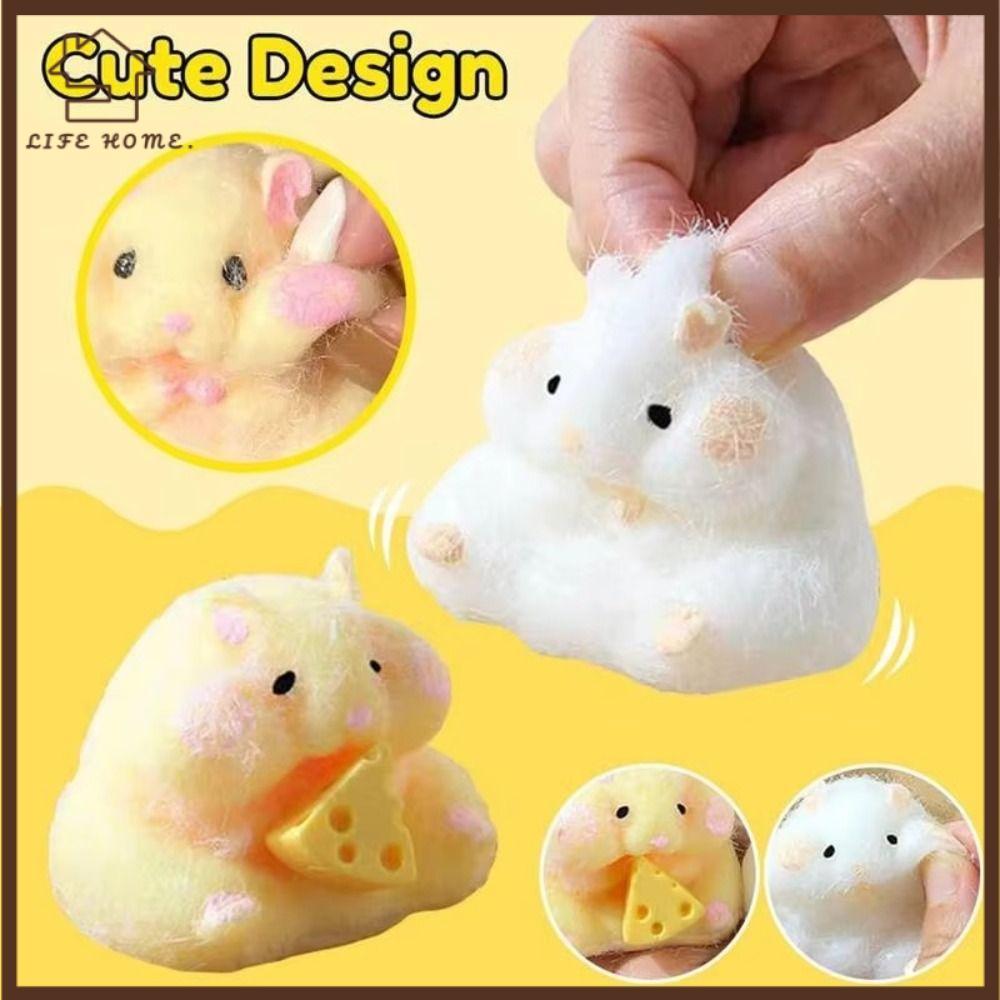 YELGIRL Squishy ของเล่นหนูแฮมสเตอร์, Kawaii Slow-Rising Hamster Squishy ของเล่น, Fuzzy Cute Handmade