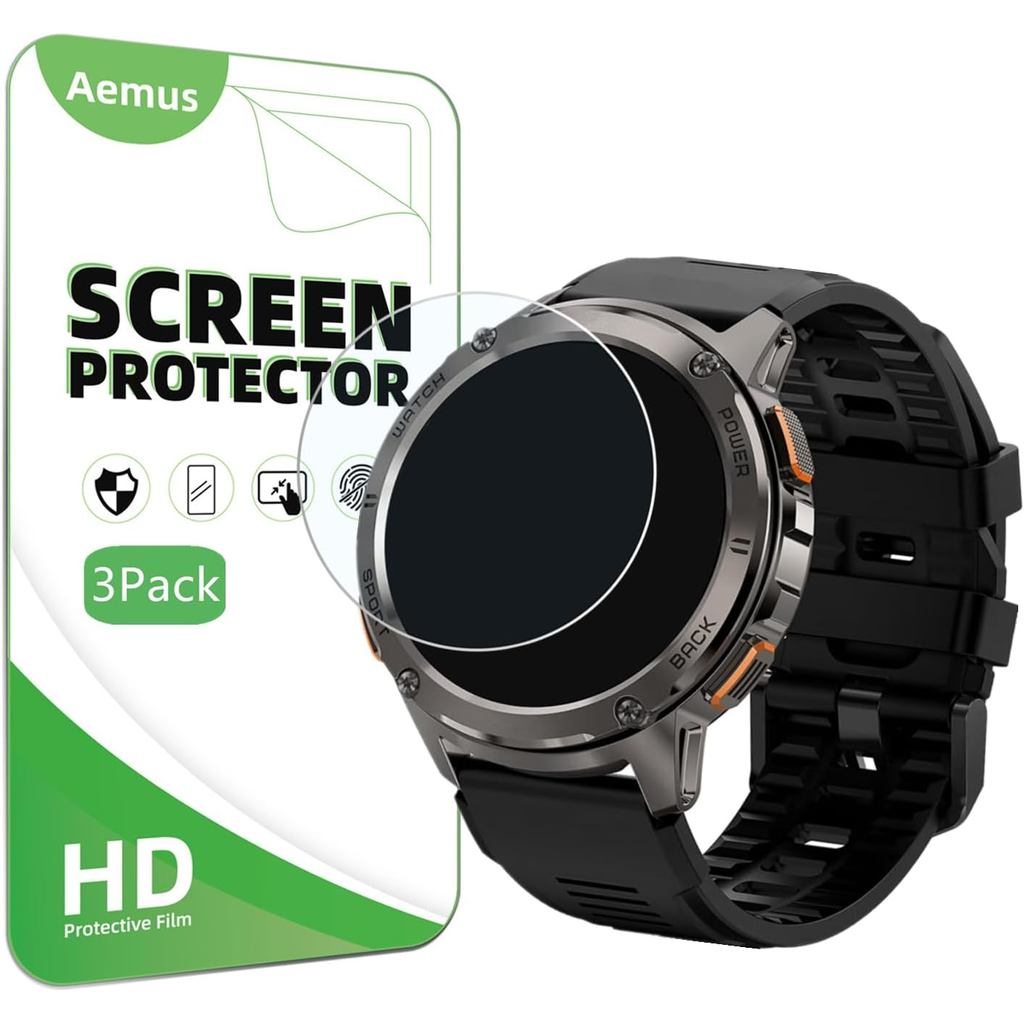 ป้องกันหน้าจอสําหรับ AMAZTIM/KOSPET TANK T3 สมาร์ทวอท์ช 1.43 "(3 แพ็ค) สําหรับ T3E สมาร์ทวอท์ชกระจกน