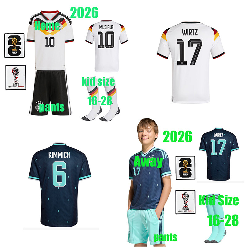 2026 MUSIALA jerseys 2026 world DE soccer clothe Kid suit (พร้อมกางเกงและถุงเท้า) KIMIICH SANE RUDIG