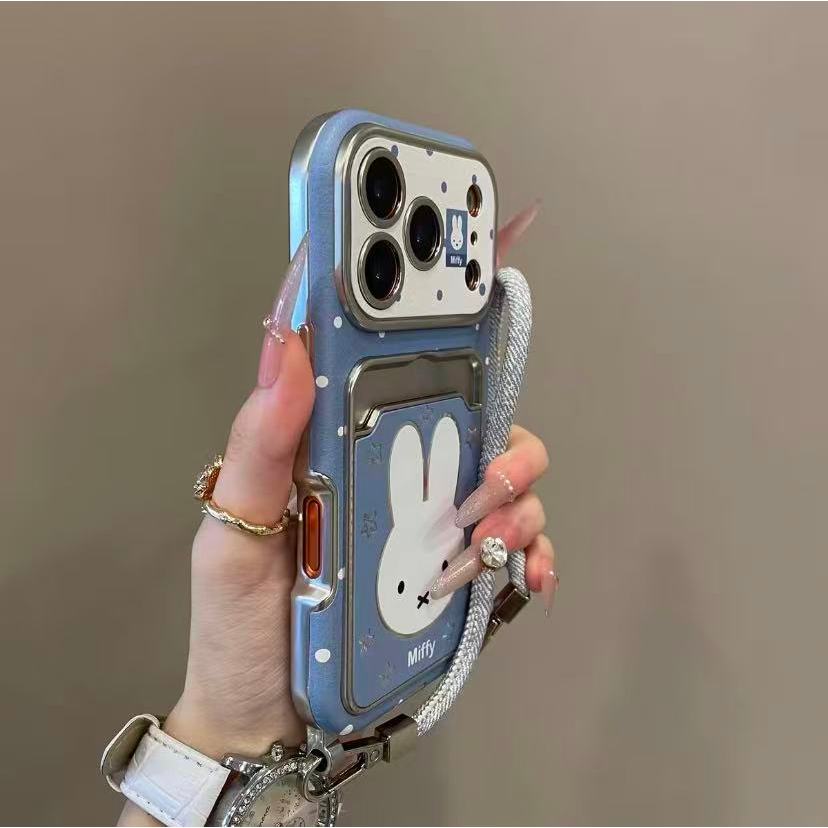 น่ารักหน้าต่างขนาดใหญ่ลายจุดมิฟฟี่กระต่ายกระเป๋าบัตรเคสโทรศัพท์เหมาะสําหรับiPhone 17 Pro Max 16 15 14 Pro Maxปลอกกันกระแทกป้องกันกล้องAnti-drop SoftปกหลังIPhone