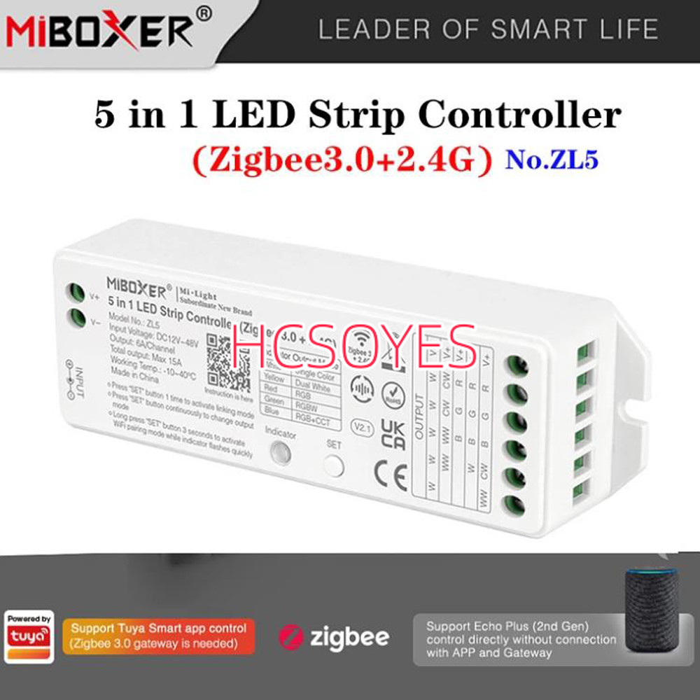 Miboxer Zigbee 3.0+2.4G Dual สีขาว/RGB/RGBW/RGBCCT 5 in 1 LED Strip Controller ZL5 CCT เดี่ยวสีเทป D
