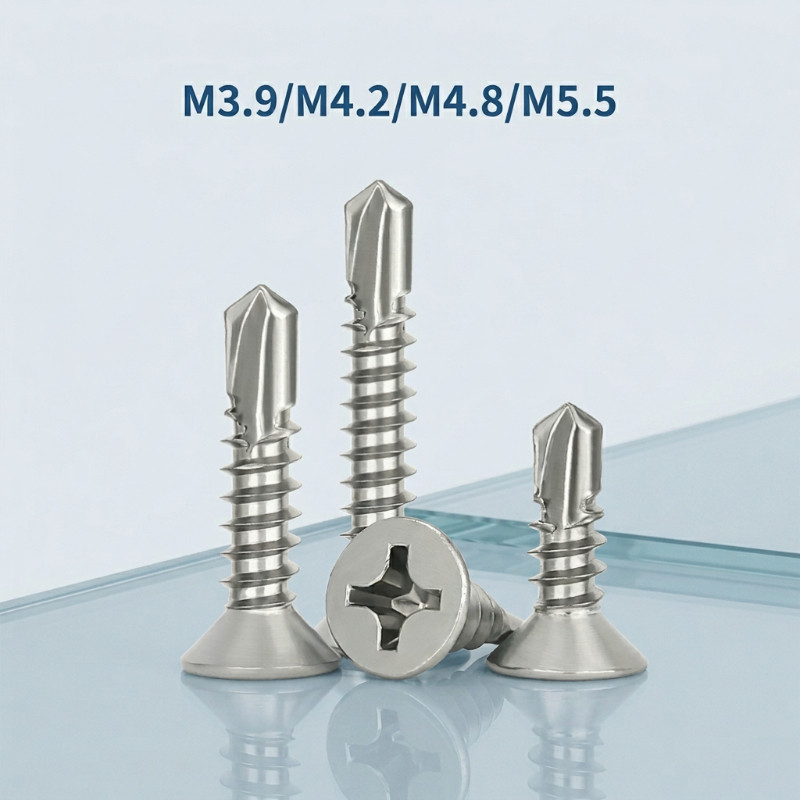 น็อต สกรู หัวเตเปอร์ แฉกF+ สแตนเลส304 ปลายสว่าน  M3.9/M4.2/M4.8/M5.5 /Flat Head Phillip Self Drillin