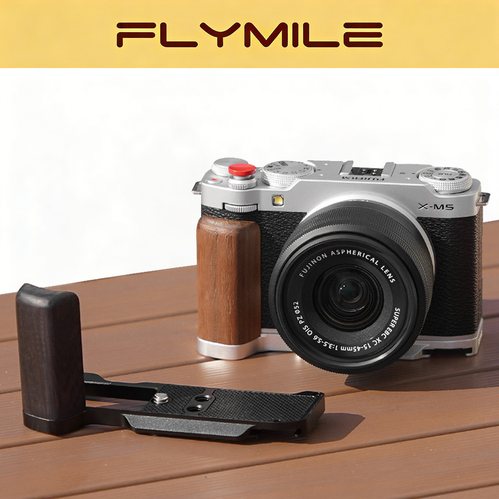 ขาตั้ง Flymile L สำหรับ FUJIFILM X-M5 ข้อต่อโลหะ ด้ามจับไม้ ใช้กับอะแดปเตอร์ระบบ Arca-Swiss ได้