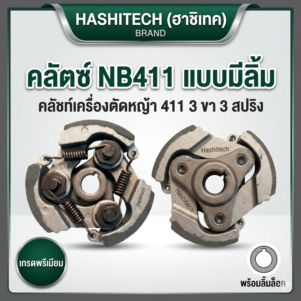คลัตซ์ NB411 แบบมีลิ้ม ชุดใหญ่ครบชุดประกอบใส่ได้เลย คลัชท์เครื่องตัดหญ้า 411 3 ขา 3 สปริง