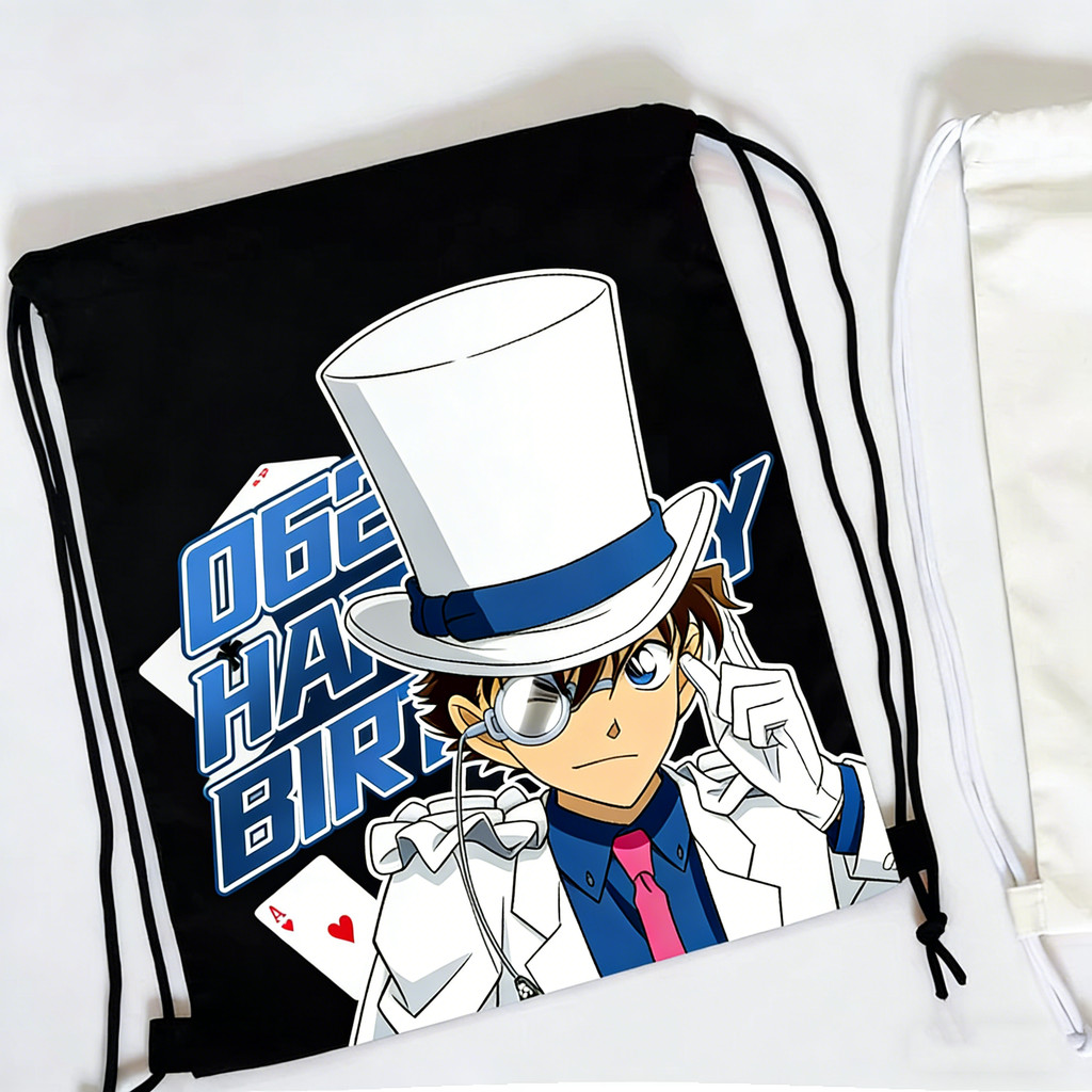 กระเป๋าหูรูดอนิเมะ Kaito Kid | กระเป๋าเป้ Magic Kaito 1412 | กระสอบยิมเดินทางแบบพกพา | อะนิเมะขอรักศ