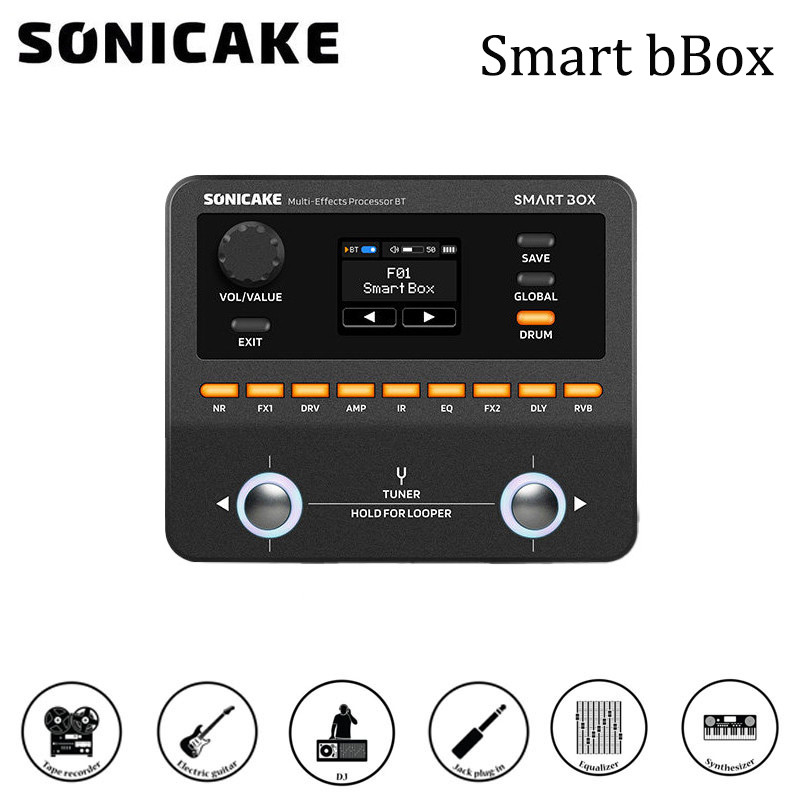 SONICAKE Smart Box Electric guitar Effects Unit Bass Drum Machine Comprehensive Pocket Effects Unit Bluetooth Portable Smart Box