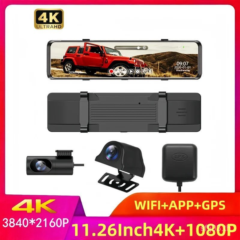 14.6 นิ้ว 4K 3840*2160P รถ DVR Dash Cam WIFI GPS APP กระจกมองหลัง 1080P รถ Camer, WDR,APP WIFI Super