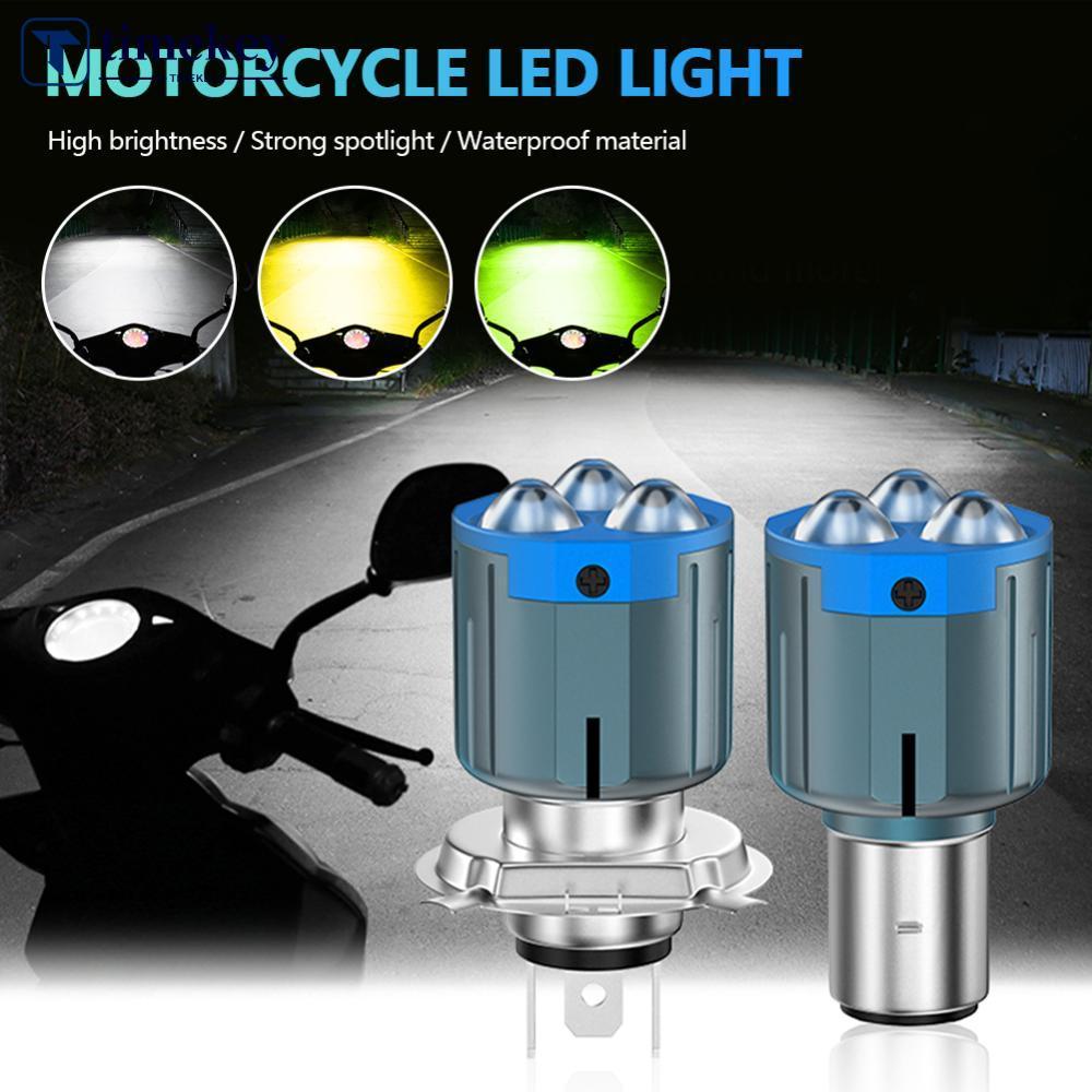 TIMEKEY ไฟหน้ารถจักรยานยนต์ Spot Light LED H4 H6 BA20D ไฟหน้าโปรเจคเตอร์เลนส์หลอดไฟมอเตอร์ไซด์ Dual 