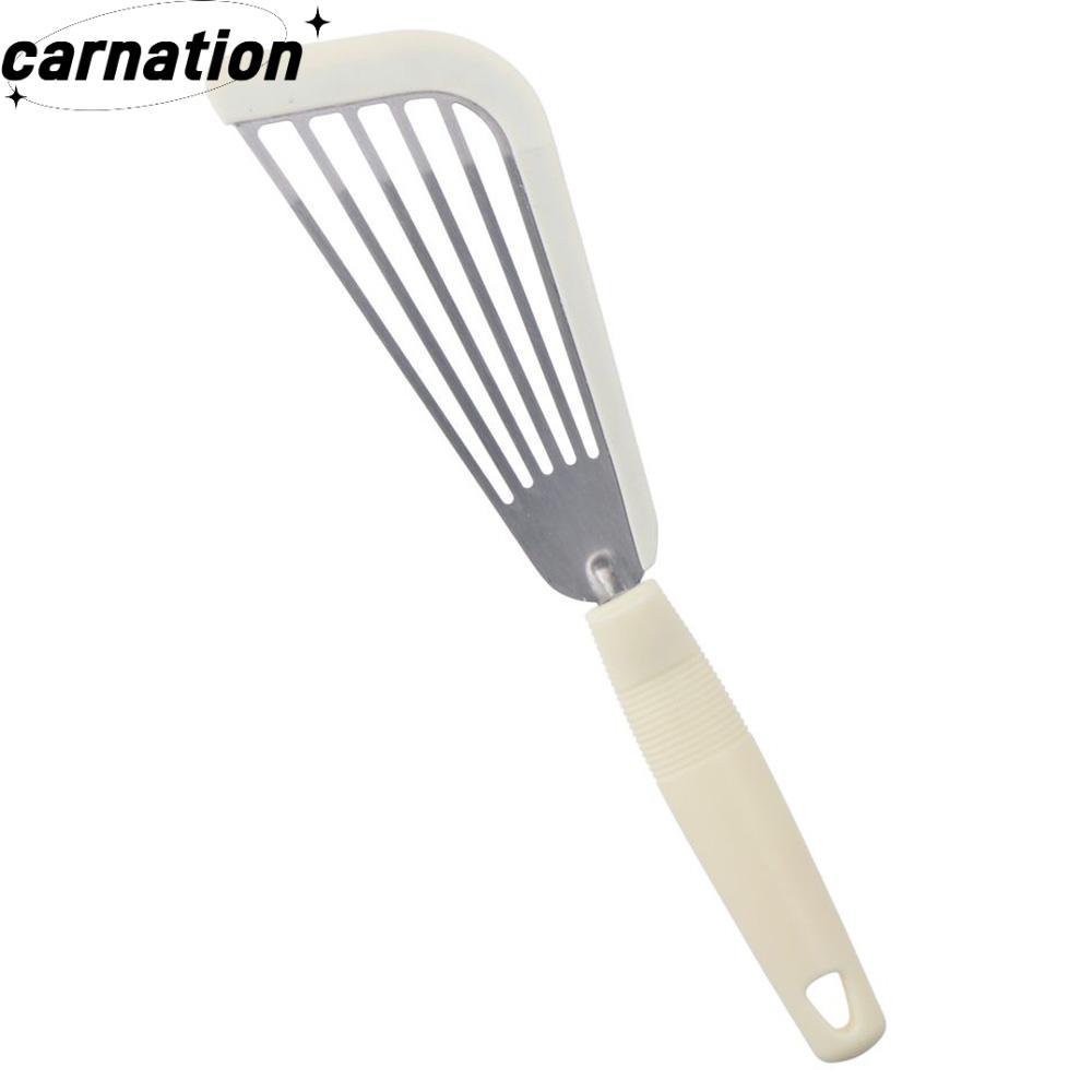 CARNATION ไม้พายปลา Turner, Beige ทนความร้อน Nonstick Fish Spatula, ปฏิบัติยืดหยุ่นและบางซิลิโคนขอบสแตนเลส Slotted Fish Egg Spatulas แพนเค้ก