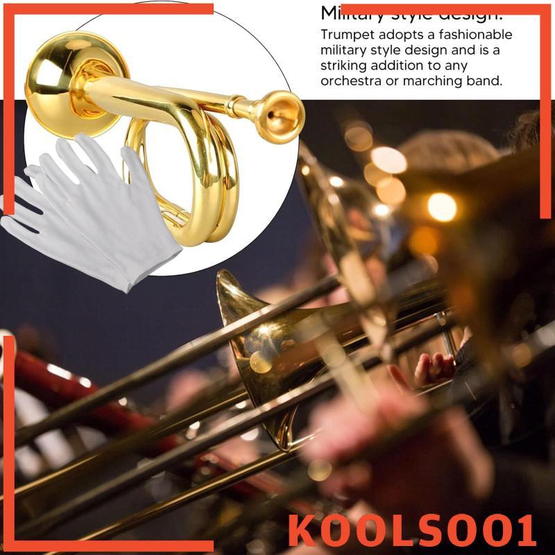 [Koolsoo1] ทรัมเป็ตพร้อมถุงมือคลาสสิกมืออาชีพแบบพกพา Marching Bugle เป่า Bugle