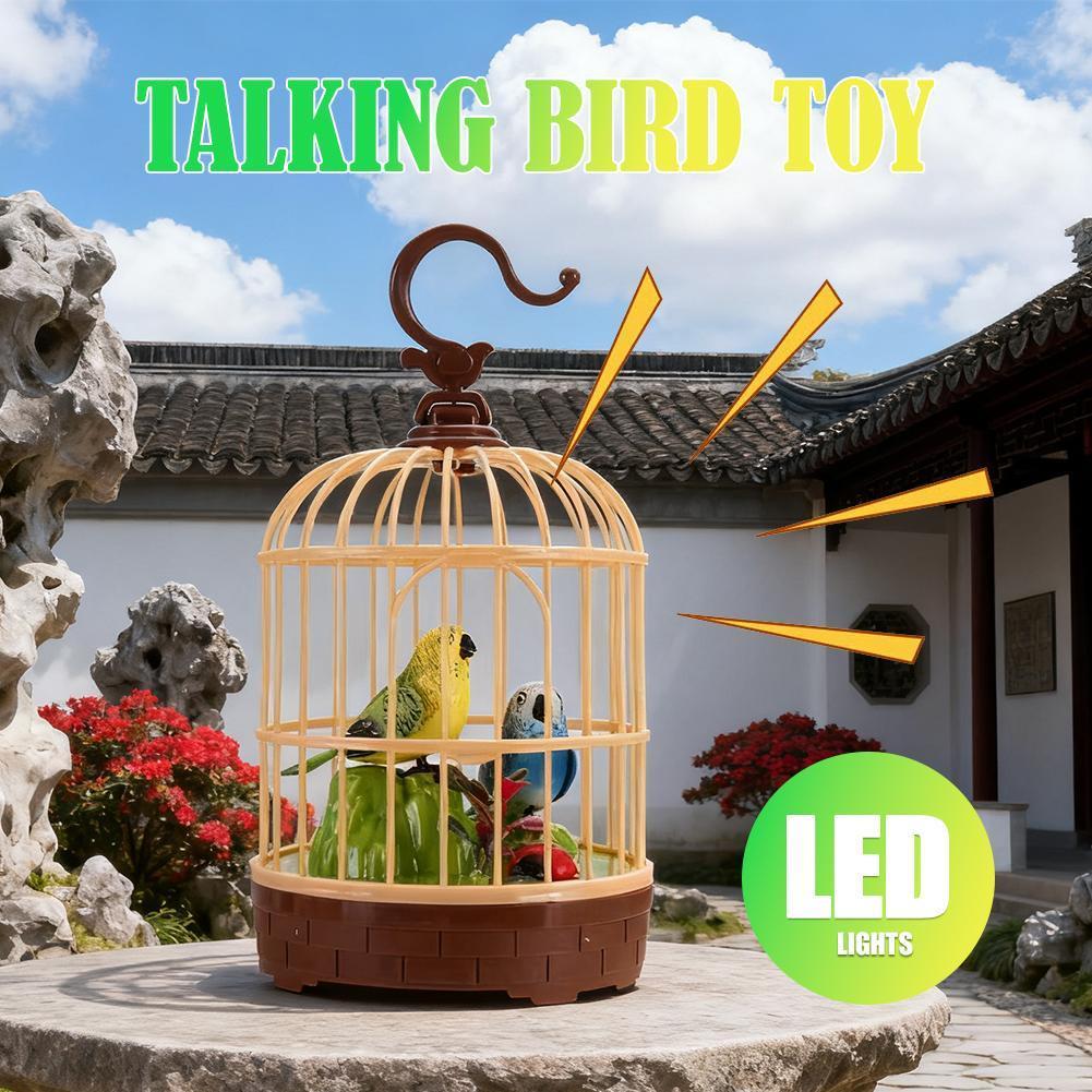 ของเล่นกรงนกคู่สั่งงานด้วยเสียงจําลอง - Led Motion, Sensing, พลาสติก (7.87.21in), Q9o0