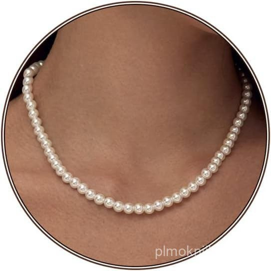 Zeffy Pearl Choker เพชรสังเคราะห์ขนาด 4 มม., 6 มม., และ 8 มม. เครื่องประดับสำหรับงานพิเศษและสวมใส่ใน