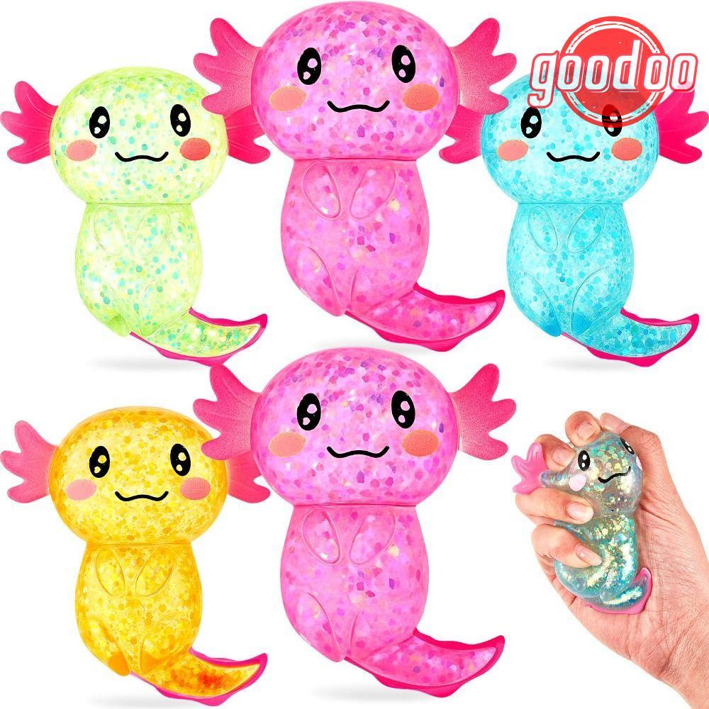 [GOODO] Squishy Stress Glitter, Glitter Sugar Filled Axolotl Squishy ของเล่น, รูปร่างน่ารัก Soothing